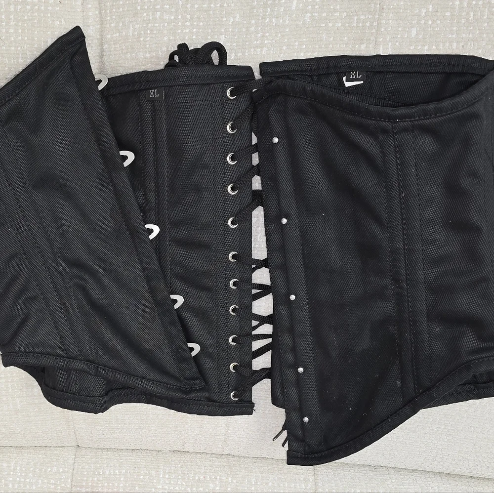 Heavy Duty Steel Boned Black Corset Waist Trainer - Picture 5 of 7